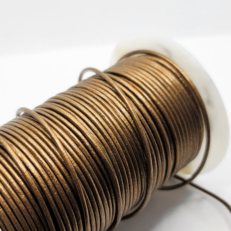 Leather Cord, Metallic Bronze 2.0mm, sold per metre