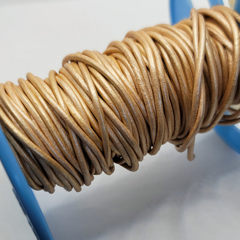 Leather Cord, Pearlescent Champagne 2.0mm, sold per metre