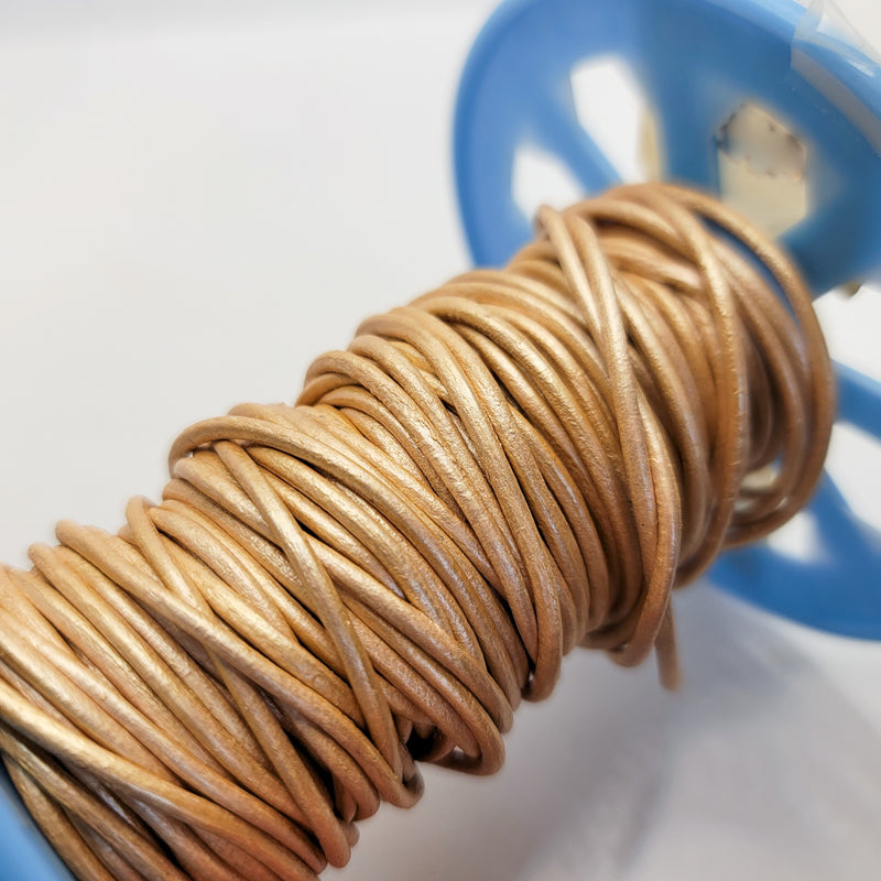 Leather Cord, Pearlescent Champagne 2.0mm, sold per metre