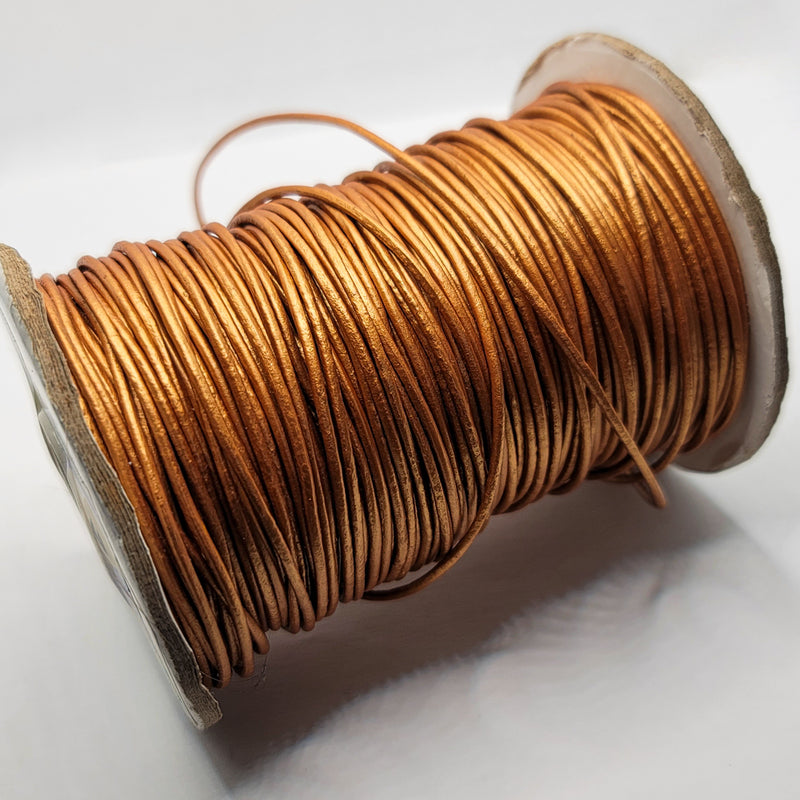 Leather Cord, Metallic Light Copper 2.0mm, sold per metre
