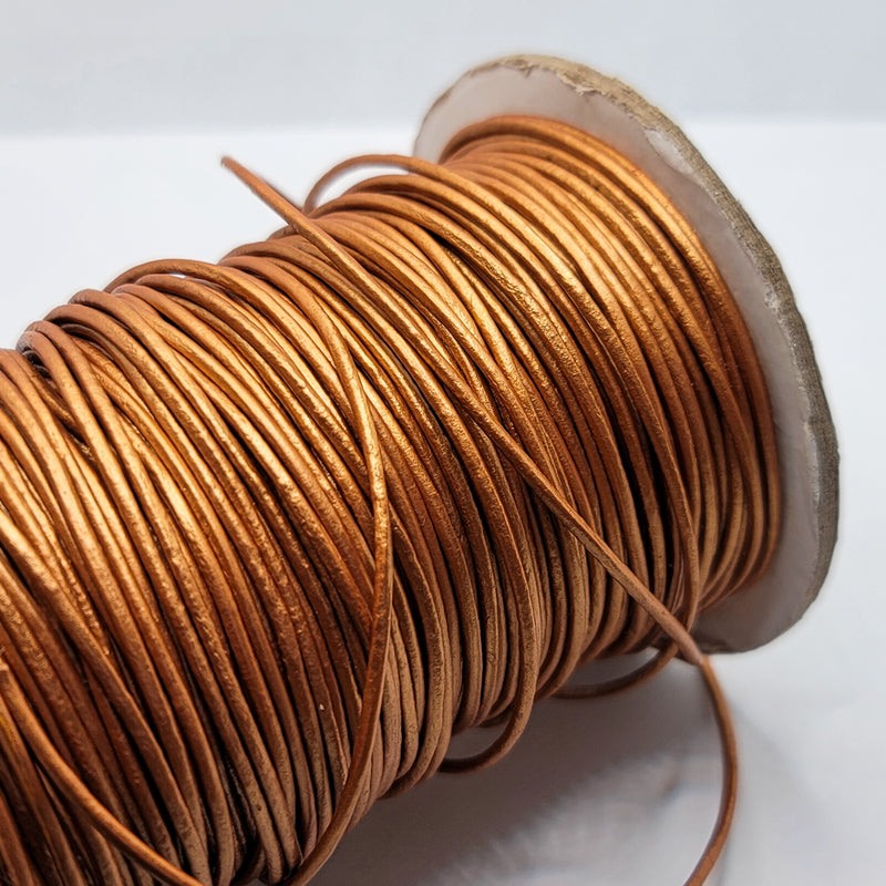 Leather Cord, Metallic Light Copper 2.0mm, sold per metre