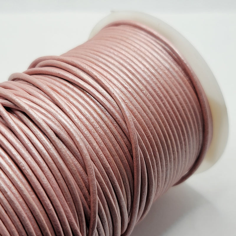 Leather Cord, Pearlescent Powder Pink 2.0mm, sold per metre