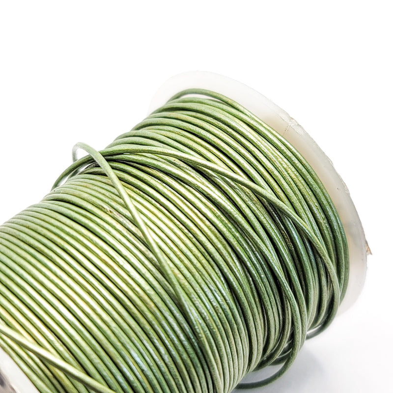Leather Cord, Pearlescent Sea Form Green 1.0mm, sold per metre