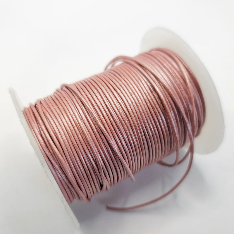 Leather Cord, Pearlescent Powder Pink 1.0mm, sold per metre
