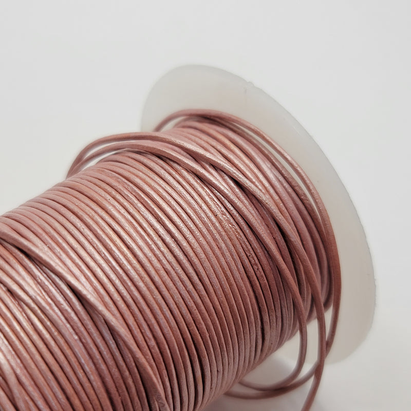 Leather Cord, Pearlescent Powder Pink 1.0mm, sold per metre
