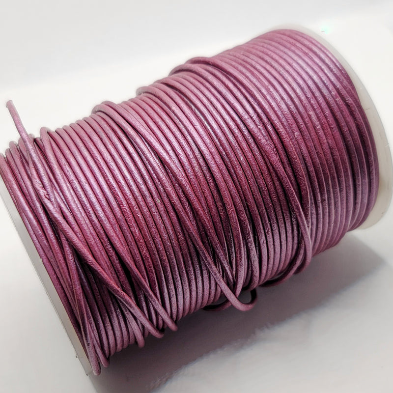 Leather Cord, Metallic Raspberry Purple 2.0mm, sold per metre