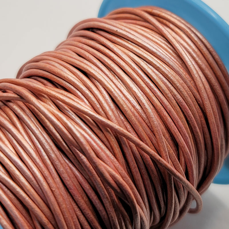 Leather Cord, Pearlescent Rose Pink 2.0mm, sold per metre