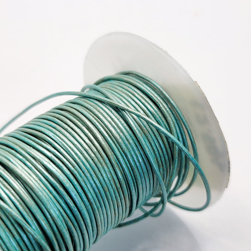 Leather Cord, Pearlescent Pistachio Green 1.0mm, sold per metre