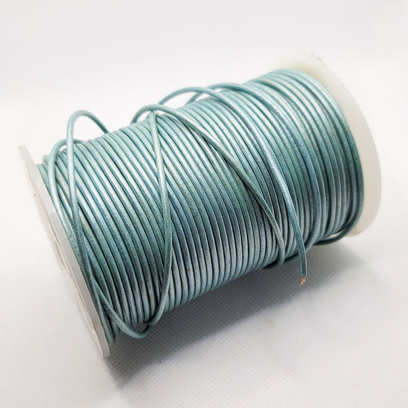 Leather Cord, Pearlescent Sea Form Blue 2.0mm, sold per metre