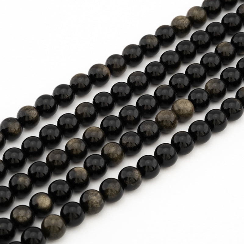 Gold-Sheen Obsidian Round 8.5mm