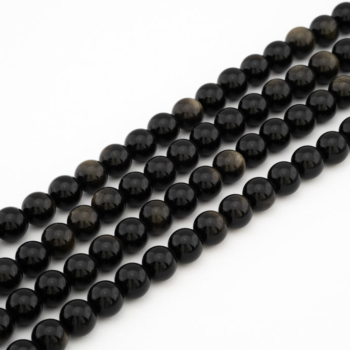 Gold-Sheen Obsidian Round 12mm