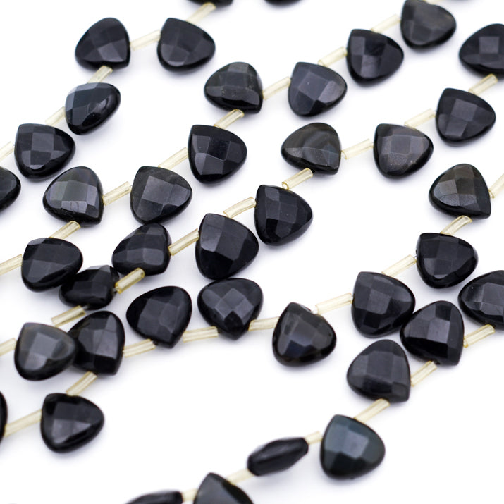 Obsidian Faceted Briolette 13mm