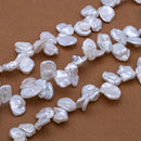 White Pearl Keshi, ~8-10x10-13mm