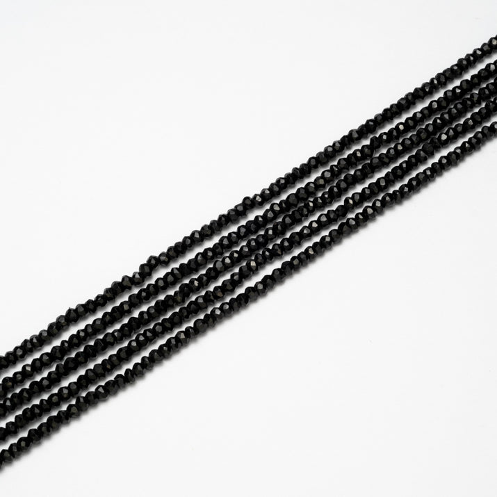 Black Spinel Faceted Rondelle 2-2.5x3.5mm (13")