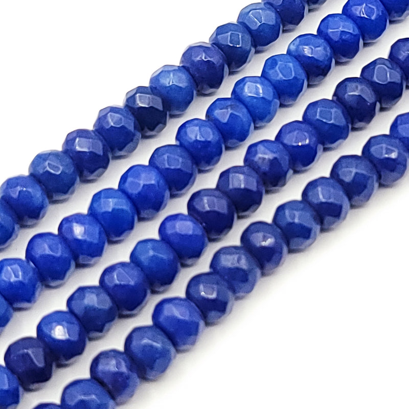 Dark Blue Candy Jade (Dyed), Faceted Rondelle 6.5x9.5mm (XS)