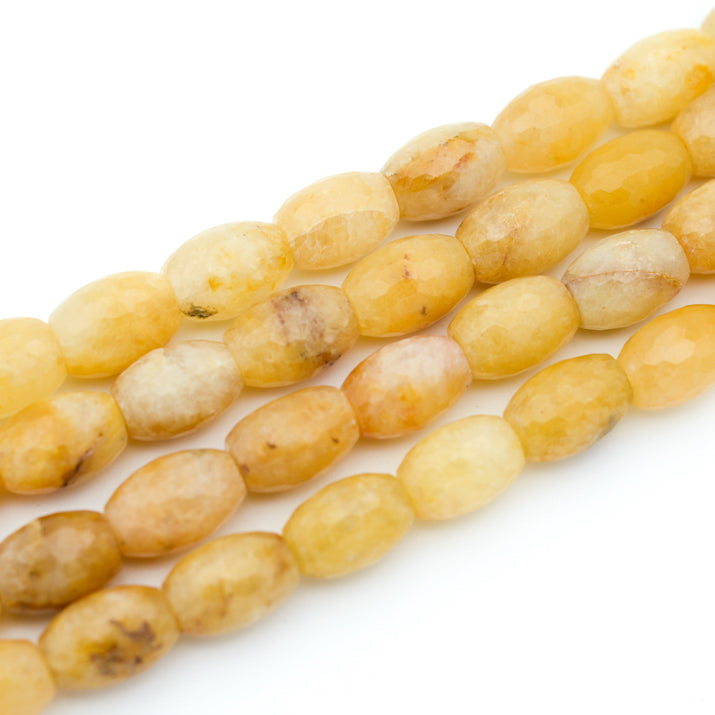 Yellow Jade Faceted Drum 17x12.5mm
